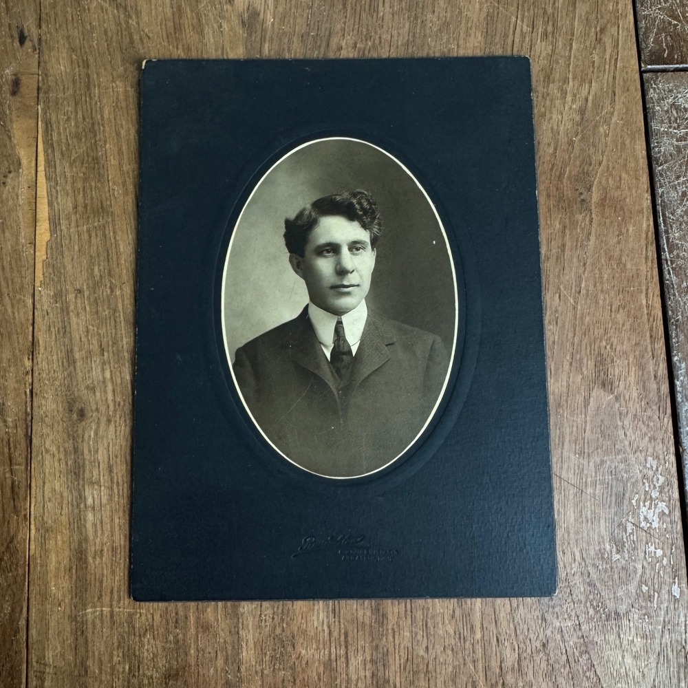 Antique Studio Headshot Portrait of man Cabinet Card Ann Harbor Michigan